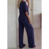 imageBTFBM 2 Piece Sets for Women Summer V Neck Short Sleeve Lounge Set Wide Leg Pants Matching Set Airport Travel OutfitsNavy Blue