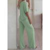 imageBTFBM 2 Piece Sets for Women Summer V Neck Short Sleeve Lounge Set Wide Leg Pants Matching Set Airport Travel OutfitsSage Green