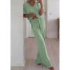 imageBTFBM 2 Piece Sets for Women Summer V Neck Short Sleeve Lounge Set Wide Leg Pants Matching Set Airport Travel OutfitsSage Green
