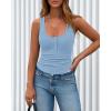 imageBTFBM 2026 Spring Tops for Women Summer Scoop Neck Ribbed Henley Button Sleeveless Casual Basic Tank Top Clothes OutfitsDark Blue