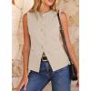 imageBTFBM Blazers for Women Vest Tops Business Casual Outfits Button Down Sleeveless Pockets Office Work Clothes Spring 2026Beige
