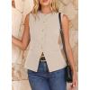 imageBTFBM Blazers for Women Vest Tops Business Casual Outfits Button Down Sleeveless Pockets Office Work Clothes Spring 2026Beige
