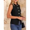 imageBTFBM Blazers for Women Vest Tops Business Casual Outfits Button Down Sleeveless Pockets Office Work Clothes Spring 2026Black