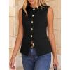 imageBTFBM Blazers for Women Vest Tops Business Casual Outfits Button Down Sleeveless Pockets Office Work Clothes Spring 2026Black