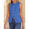 imageBTFBM Blazers for Women Vest Tops Business Casual Outfits Button Down Sleeveless Pockets Office Work Clothes Spring 2026Blue