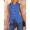 imageBTFBM Blazers for Women Vest Tops Business Casual Outfits Button Down Sleeveless Pockets Office Work Clothes Spring 2026Blue