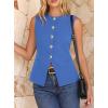 imageBTFBM Blazers for Women Vest Tops Business Casual Outfits Button Down Sleeveless Pockets Office Work Clothes Spring 2026Blue