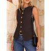 imageBTFBM Blazers for Women Vest Tops Business Casual Outfits Button Down Sleeveless Pockets Office Work Clothes Spring 2026Brown