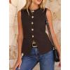 imageBTFBM Blazers for Women Vest Tops Business Casual Outfits Button Down Sleeveless Pockets Office Work Clothes Spring 2026Brown