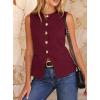 imageBTFBM Blazers for Women Vest Tops Business Casual Outfits Button Down Sleeveless Pockets Office Work Clothes Spring 2026Burgundy