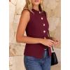 imageBTFBM Blazers for Women Vest Tops Business Casual Outfits Button Down Sleeveless Pockets Office Work Clothes Spring 2026Burgundy