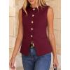 imageBTFBM Blazers for Women Vest Tops Business Casual Outfits Button Down Sleeveless Pockets Office Work Clothes Spring 2026Burgundy