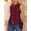 imageBTFBM Blazers for Women Vest Tops Business Casual Outfits Button Down Sleeveless Pockets Office Work Clothes Spring 2026Burgundy