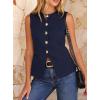 imageBTFBM Blazers for Women Vest Tops Business Casual Outfits Button Down Sleeveless Pockets Office Work Clothes Spring 2026Navy Blue