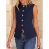 imageBTFBM Blazers for Women Vest Tops Business Casual Outfits Button Down Sleeveless Pockets Office Work Clothes Spring 2026Navy Blue