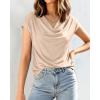 imageBTFBM Cowl Neck Tops for Women 2026 Spring Womens Tops Dressy Casual Business Blouses Short Sleeve Shirts Summer OutfitsApricot