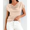 imageBTFBM Cowl Neck Tops for Women 2026 Spring Womens Tops Dressy Casual Business Blouses Short Sleeve Shirts Summer OutfitsApricot