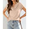 imageBTFBM Cowl Neck Tops for Women 2026 Spring Womens Tops Dressy Casual Business Blouses Short Sleeve Shirts Summer OutfitsApricot