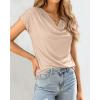 imageBTFBM Cowl Neck Tops for Women 2026 Spring Womens Tops Dressy Casual Business Blouses Short Sleeve Shirts Summer OutfitsApricot