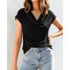 imageBTFBM Cowl Neck Tops for Women 2026 Spring Womens Tops Dressy Casual Business Blouses Short Sleeve Shirts Summer OutfitsBlack