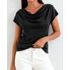 imageBTFBM Cowl Neck Tops for Women 2026 Spring Womens Tops Dressy Casual Business Blouses Short Sleeve Shirts Summer OutfitsBlack