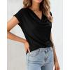 imageBTFBM Cowl Neck Tops for Women 2026 Spring Womens Tops Dressy Casual Business Blouses Short Sleeve Shirts Summer OutfitsBlack