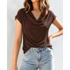 imageBTFBM Cowl Neck Tops for Women 2026 Spring Womens Tops Dressy Casual Business Blouses Short Sleeve Shirts Summer OutfitsBrown