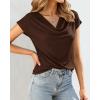 imageBTFBM Cowl Neck Tops for Women 2026 Spring Womens Tops Dressy Casual Business Blouses Short Sleeve Shirts Summer OutfitsBrown
