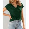 imageBTFBM Cowl Neck Tops for Women 2026 Spring Womens Tops Dressy Casual Business Blouses Short Sleeve Shirts Summer OutfitsGreen