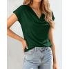 imageBTFBM Cowl Neck Tops for Women 2026 Spring Womens Tops Dressy Casual Business Blouses Short Sleeve Shirts Summer OutfitsGreen