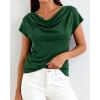 imageBTFBM Cowl Neck Tops for Women 2026 Spring Womens Tops Dressy Casual Business Blouses Short Sleeve Shirts Summer OutfitsGreen