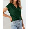 imageBTFBM Cowl Neck Tops for Women 2026 Spring Womens Tops Dressy Casual Business Blouses Short Sleeve Shirts Summer OutfitsGreen