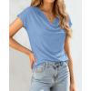 imageBTFBM Cowl Neck Tops for Women 2026 Spring Womens Tops Dressy Casual Business Blouses Short Sleeve Shirts Summer OutfitsLight Blue