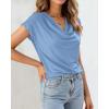 imageBTFBM Cowl Neck Tops for Women 2026 Spring Womens Tops Dressy Casual Business Blouses Short Sleeve Shirts Summer OutfitsLight Blue