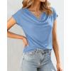 imageBTFBM Cowl Neck Tops for Women 2026 Spring Womens Tops Dressy Casual Business Blouses Short Sleeve Shirts Summer OutfitsLight Blue