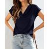 imageBTFBM Cowl Neck Tops for Women 2026 Spring Womens Tops Dressy Casual Business Blouses Short Sleeve Shirts Summer OutfitsNavy Blue