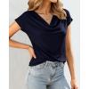 imageBTFBM Cowl Neck Tops for Women 2026 Spring Womens Tops Dressy Casual Business Blouses Short Sleeve Shirts Summer OutfitsNavy Blue