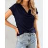 imageBTFBM Cowl Neck Tops for Women 2026 Spring Womens Tops Dressy Casual Business Blouses Short Sleeve Shirts Summer OutfitsNavy Blue