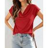 imageBTFBM Cowl Neck Tops for Women 2026 Spring Womens Tops Dressy Casual Business Blouses Short Sleeve Shirts Summer OutfitsRed