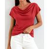 imageBTFBM Cowl Neck Tops for Women 2026 Spring Womens Tops Dressy Casual Business Blouses Short Sleeve Shirts Summer OutfitsRed