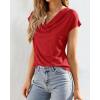 imageBTFBM Cowl Neck Tops for Women 2026 Spring Womens Tops Dressy Casual Business Blouses Short Sleeve Shirts Summer OutfitsRed