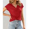 imageBTFBM Cowl Neck Tops for Women 2026 Spring Womens Tops Dressy Casual Business Blouses Short Sleeve Shirts Summer OutfitsRed
