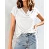 imageBTFBM Cowl Neck Tops for Women 2026 Spring Womens Tops Dressy Casual Business Blouses Short Sleeve Shirts Summer OutfitsWhite