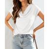 imageBTFBM Cowl Neck Tops for Women 2026 Spring Womens Tops Dressy Casual Business Blouses Short Sleeve Shirts Summer OutfitsWhite
