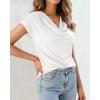 imageBTFBM Cowl Neck Tops for Women 2026 Spring Womens Tops Dressy Casual Business Blouses Short Sleeve Shirts Summer OutfitsWhite