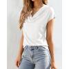 imageBTFBM Cowl Neck Tops for Women 2026 Spring Womens Tops Dressy Casual Business Blouses Short Sleeve Shirts Summer OutfitsWhite