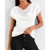 imageBTFBM Cowl Neck Tops for Women 2026 Spring Womens Tops Dressy Casual Business Blouses Short Sleeve Shirts Summer OutfitsWhite