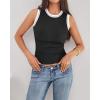 imageBTFBM Crew Neck Tank Top for Women Sleeveless Ribbed Contrasting Slim Fitted Y2k Casual Basic Shirts Spring Summer Tops 2026Black