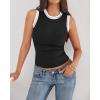 imageBTFBM Crew Neck Tank Top for Women Sleeveless Ribbed Contrasting Slim Fitted Y2k Casual Basic Shirts Spring Summer Tops 2026Black