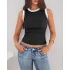 imageBTFBM Crew Neck Tank Top for Women Sleeveless Ribbed Contrasting Slim Fitted Y2k Casual Basic Shirts Spring Summer Tops 2026Black